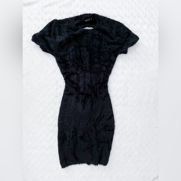 LIONESS Westside Backless Furry Mini Dress Black - Picture 6 of 15